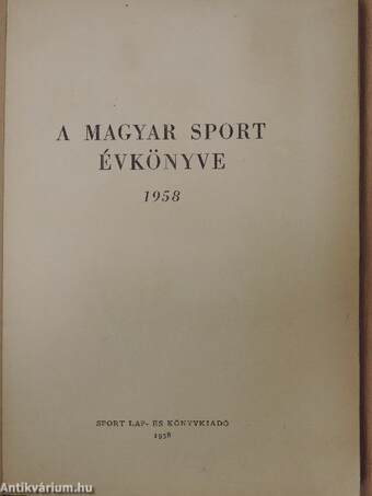 A Magyar Sport Évkönyve 1958