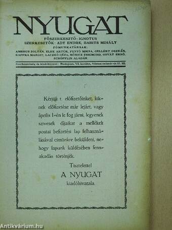 Nyugat 1918. április 1.