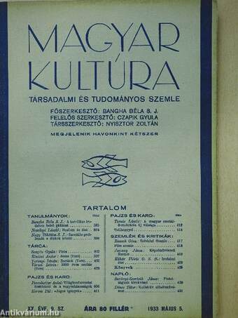 Magyar Kultúra 1933. május 5.