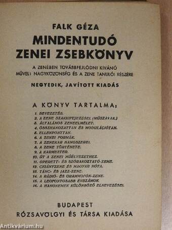 Mindentudó zenei zsebkönyv