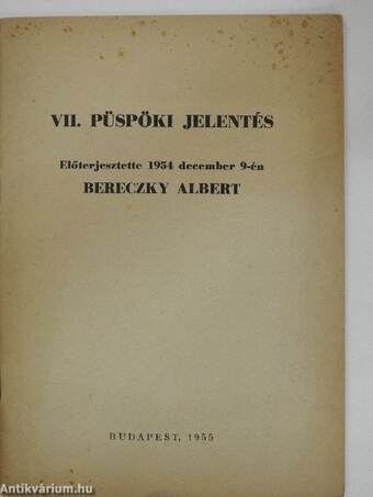 VII. püspöki jelentés