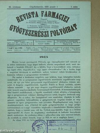 Revista Farmaciei 1925. (nem teljes évfolyam)