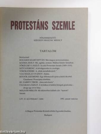 Protestáns Szemle 1992. január-december