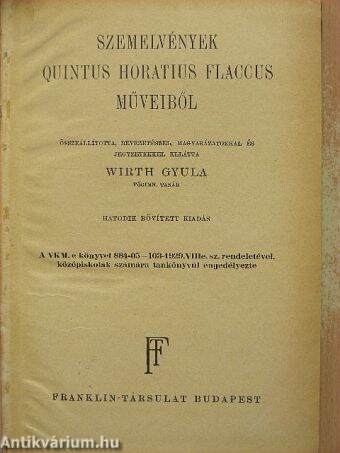 Szemelvények Quintus Horatius Flaccus műveiből