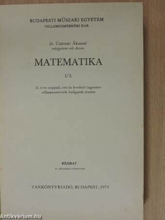 Matematika I/3.