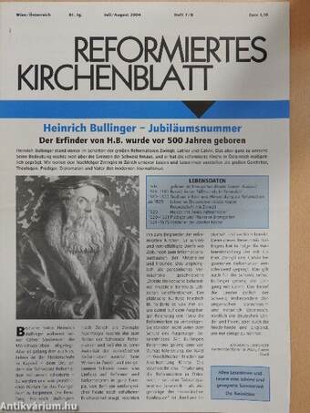 Reformiertes kirchenblatt Juli/August 2004