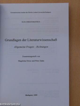 Grundlagen der Literaturwissenschaft