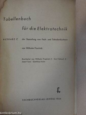 Tabellenbuch für die Elektrotechnik