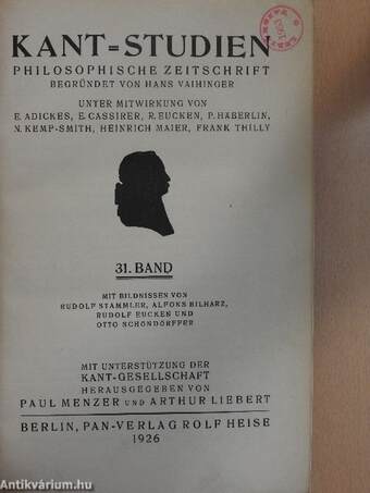 Kant-Studien 1926/1-4.