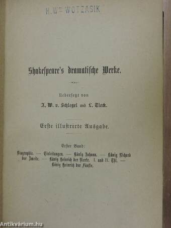 Shakespeare's dramatische Werke 1. (gótbetűs)