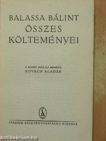 Balassa Bálint összes költeményei