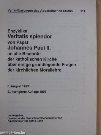 Verlautbarungen des Apostolischen Stuhls 111