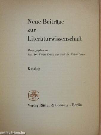 Neue Beiträge zur Literaturwissenschaft