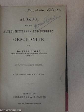 Auszug aus der alten, mittleren und neueren Geschichte 