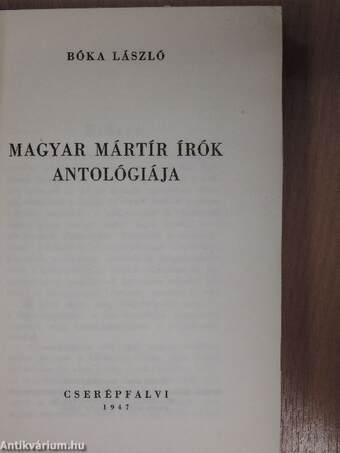 Magyar mártír írók antológiája