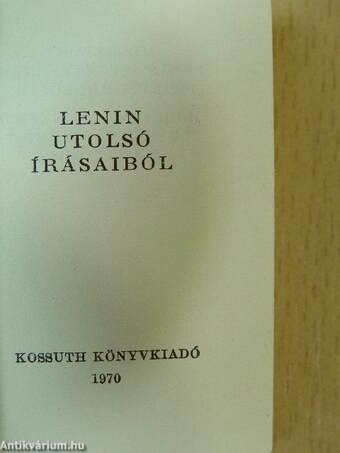 Lenin utolsó írásaiból (minikönyv) - Plakettel