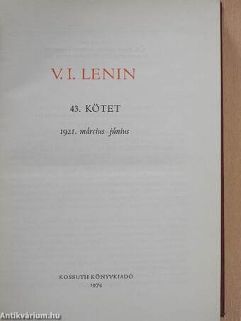 V. I. Lenin összes művei 43.