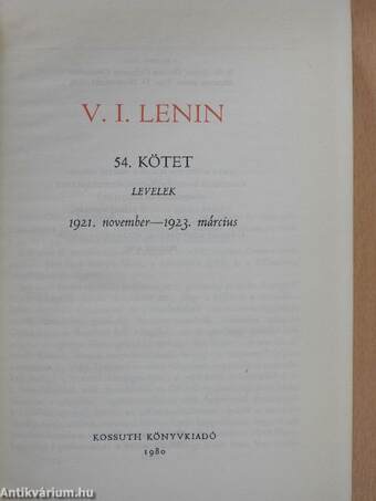 V. I. Lenin összes művei 54.