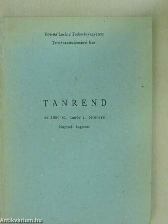 Tanrend az 1980/81. tanév I. félévére