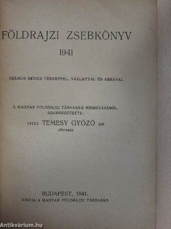 Földrajzi zsebkönyv 1941.