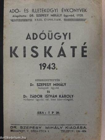 Adóügyi kiskáté 1943.