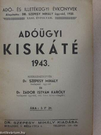 Adóügyi kiskáté 1943.