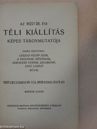 Az 1927/28. évi téli kiállítás képes tárgymutatója