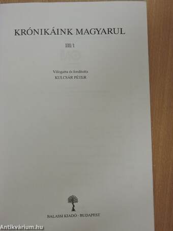 Krónikáink magyarul III/1.