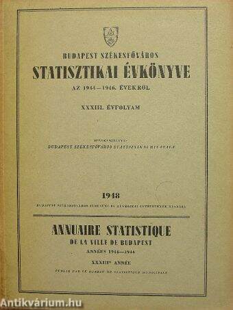 Budapest Székesfőváros Statisztikai Évkönyve az 1944-1946. évekről