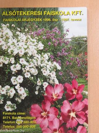 Alsótekeresi Faiskola Kft. faiskolai árjegyzék 1996. ősz - 1997. tavasz