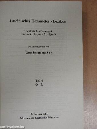 Lateinisches Hexameter-Lexikon Teil 4 O-R