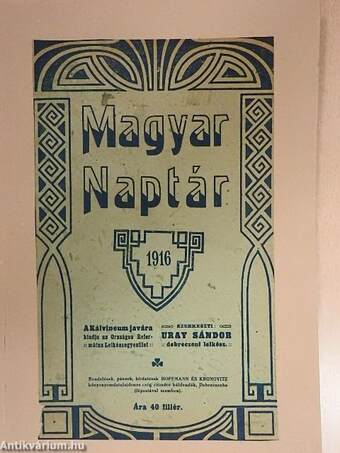 Magyar Naptár az 1916. szökő évre