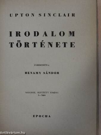 Upton Sinclair irodalomtörténete