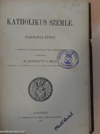 Katholikus Szemle 1889. január-december/A Szent-István-Társulat Értesítője 1889/1-2.