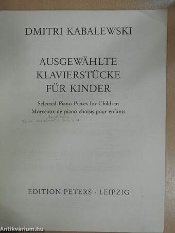 Ausgewählte Klavierstücke für Kinder/Selected Piano Pieces for Children/Morceaux de piano choisis pour enfants