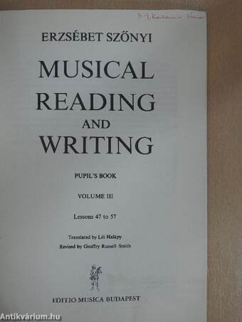 Musical Reading and Writing III. - Pupil's Book