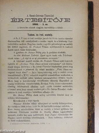 Katholikus Szemle 1888. január-december/A Szent-István-Társulat értesítője 1888/1-3.