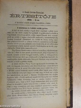 Katholikus Szemle 1888. január-december/A Szent-István-Társulat értesítője 1888/1-3.