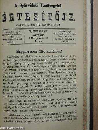 A Győrvidéki Tanítóegylet Értesítője 1880. (nem teljes évfolyam)/1881. január-december/1882. január-december/1883. (nem teljes évfolyam)