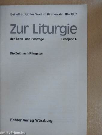 Zur Liturgie der Sonn- und Festtage