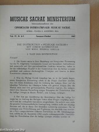 Musicae Sacrae Ministerium Sommer-Herbst 1967