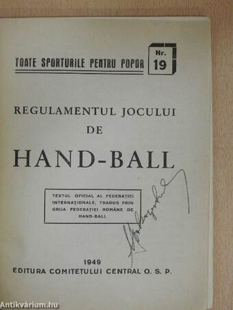 Regulamentul jocului de Hand-ball