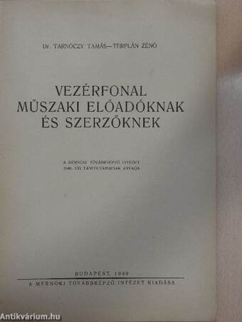 Vezérfonal műszaki előadóknak és szerzőknek