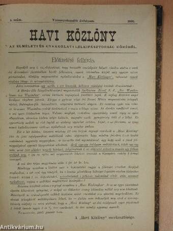 Havi közlöny az elméleti és gyakorlati lelkipásztorság köréből 1895. (nem teljes évfolyam)