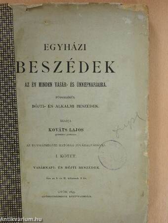 Egyházi beszédek az év minden vasár- és ünnepeire I.