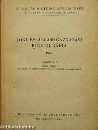 Jogi és államigazgatási bibliográfia 1953.