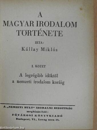 A magyar irodalom története I-III.