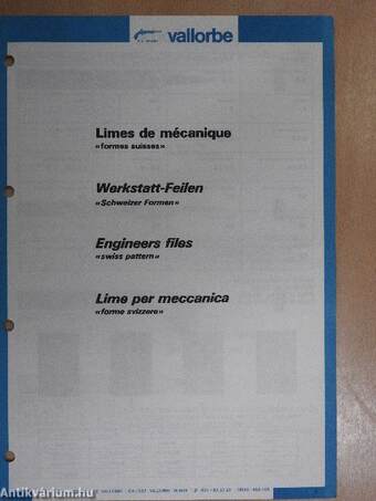 ME 82 Vallorbe Limes de mécanique «formes suisses»/Werkstatt-Feilen «Schweizer Formen»/Engineers files «swiss pattern»/Lime per meccanica «forme svizzere»