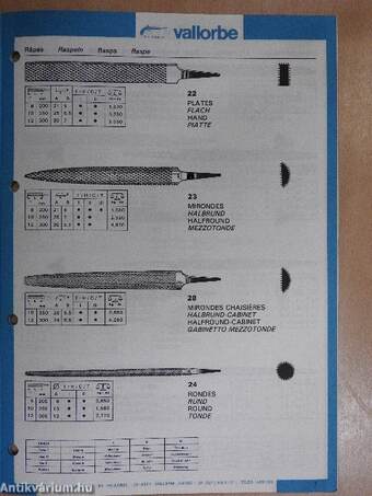 ME 82 Vallorbe Limes de mécanique «formes suisses»/Werkstatt-Feilen «Schweizer Formen»/Engineers files «swiss pattern»/Lime per meccanica «forme svizzere»
