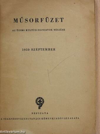 Műsorfüzet 1950. szeptember